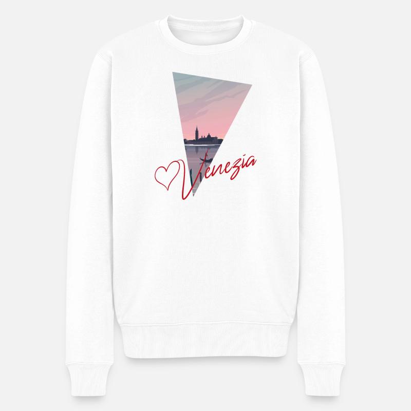 Love Venezia - Männer Premium Bio Pullover - Weiß