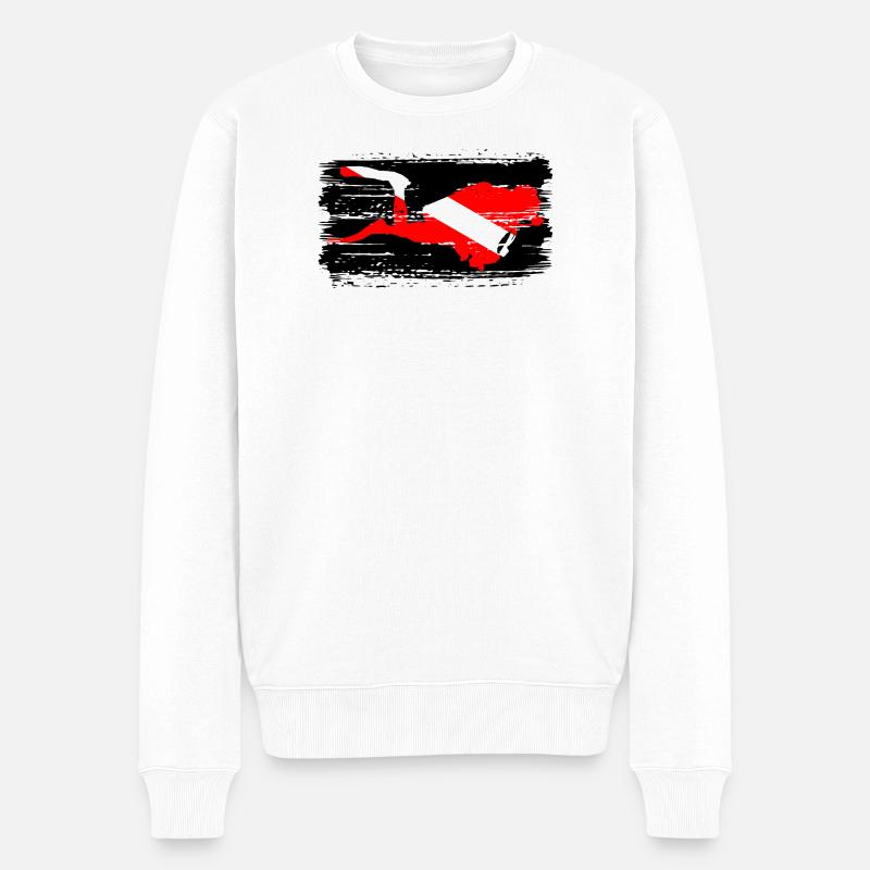 Diagonal Crimson Splash auf Schwarz - Männer Premium Bio Pullover - Weiß