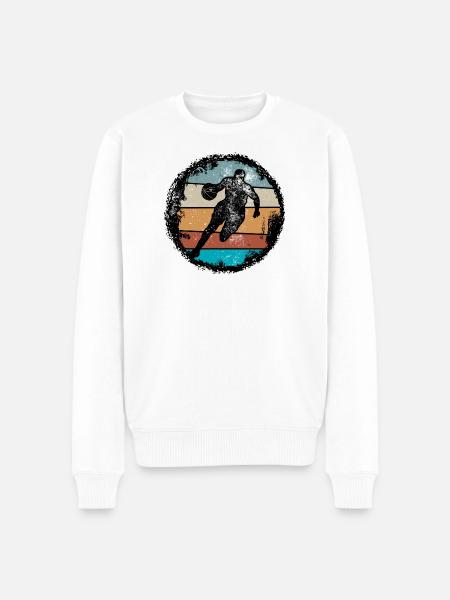 Retro Court Silhouette - Männer Premium Bio Pullover - Weiß