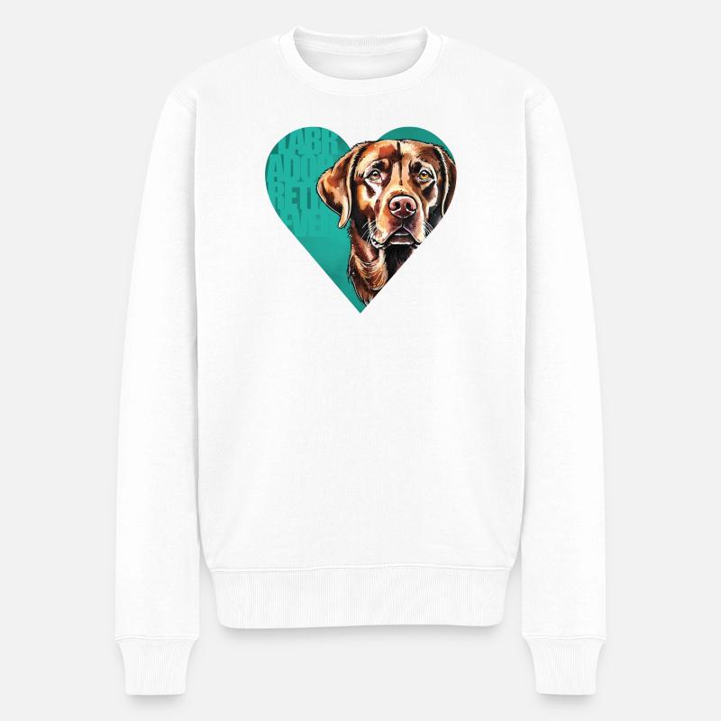 Labrador Retriever Portrait - Männer Premium Bio Pullover - Weiß