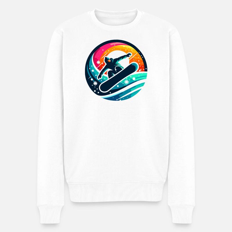 Vibrationen der Snowboard-Evolution - Männer Premium Bio Pullover - Weiß