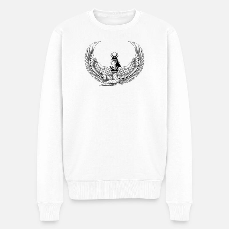 Dessin égyptien déesse Isis Égypte - Pull Premium bio Homme - blanc