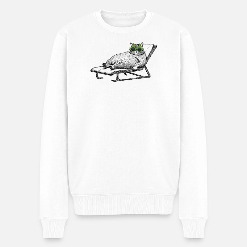 Katzen-Urlaub - Männer Premium Bio Pullover - Weiß