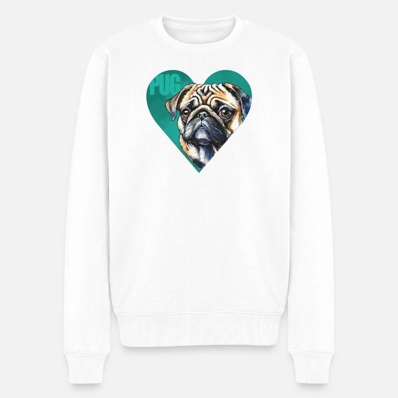 Mops Portrait - Männer Premium Bio Pullover - Weiß