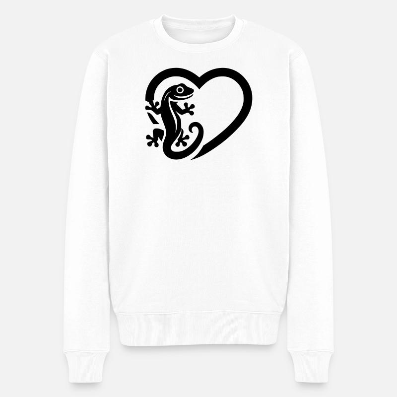 Gecko Love - Männer Premium Bio Pullover - Weiß