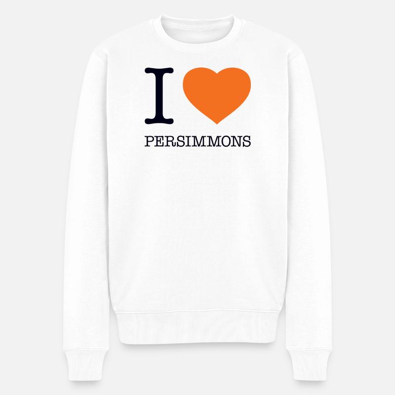 I LOVE PERSIMMONS Kaki Frucht - Männer Premium Bio Pullover - Weiß