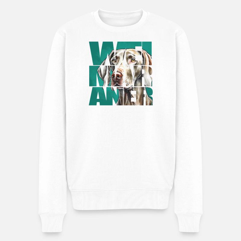 Weimaraner Portrait - Männer Premium Bio Pullover - Weiß