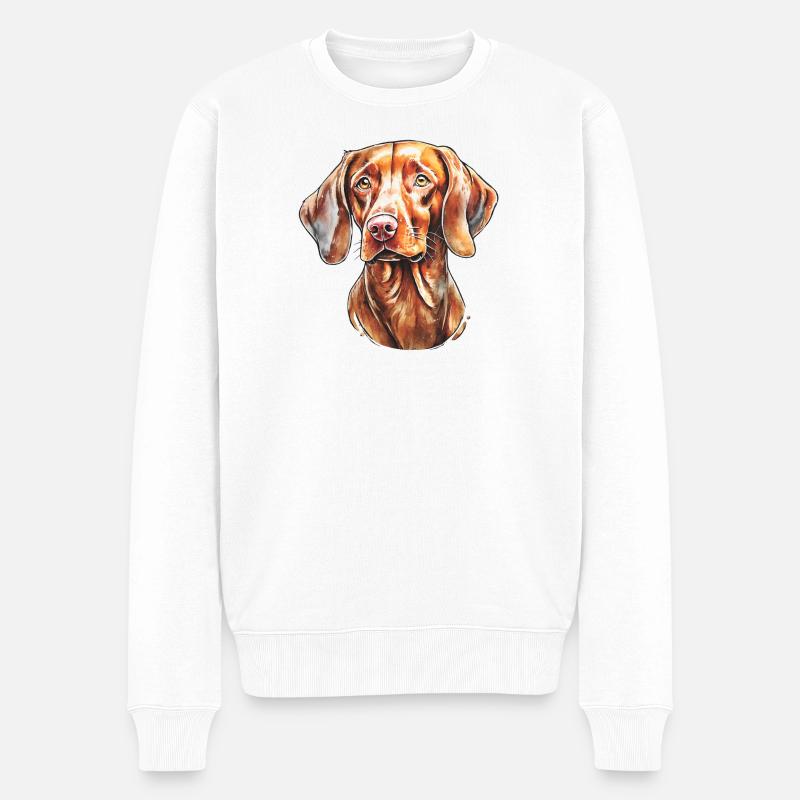 Magyar Vizsla Portrait - Männer Premium Bio Pullover - Weiß