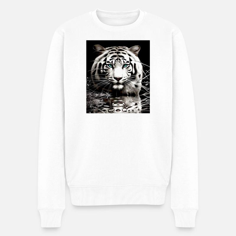 Weißer Tiger - Männer Premium Bio Pullover - Weiß