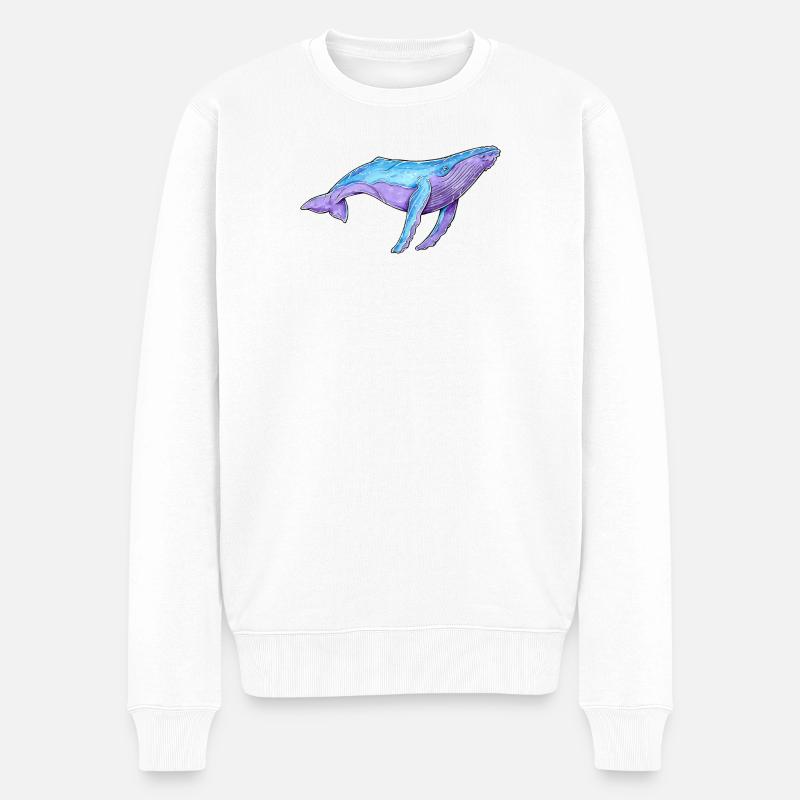 Baleine à bosse aquarelle - Pull Premium bio Homme - blanc