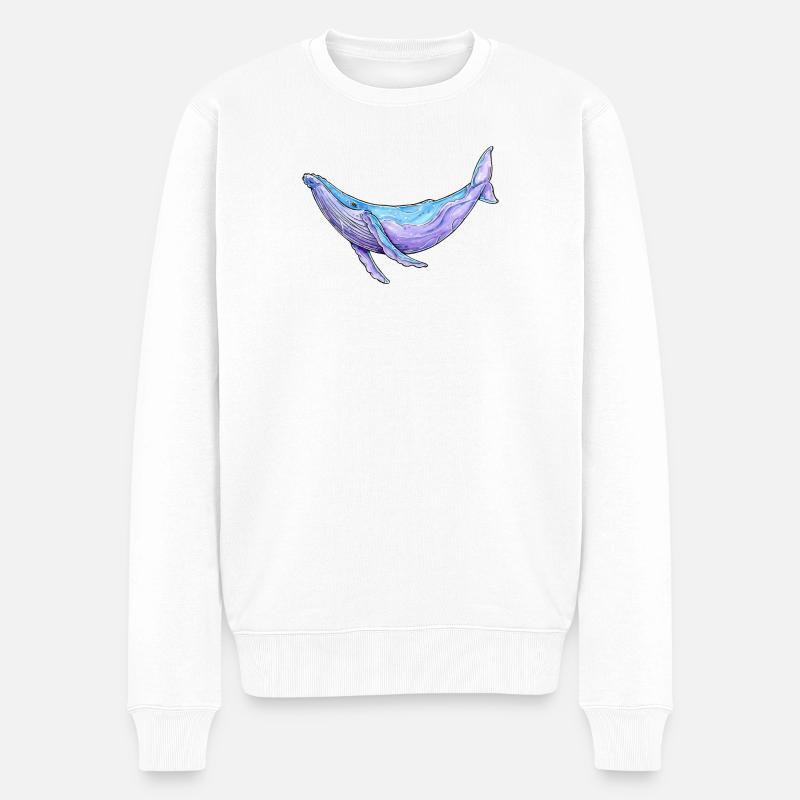 Buckelwal Aquarell - Männer Premium Bio Pullover - Weiß