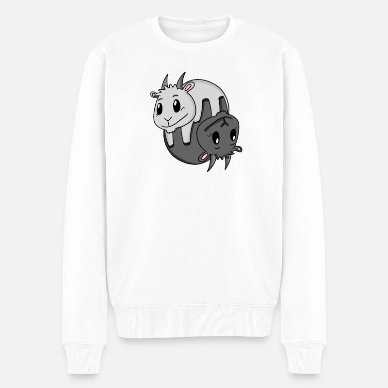 Yin Yang Zeichen Ziege - Männer Premium Bio Pullover - Weiß