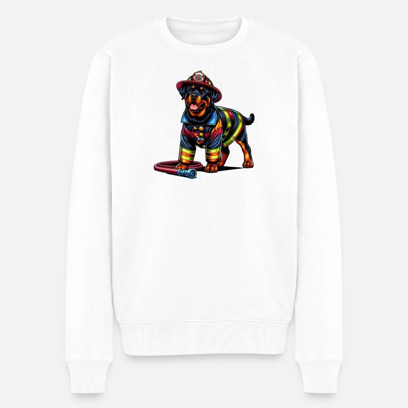 Rottweiler Feuerwehr Design - Männer Premium Bio Pullover - Weiß
