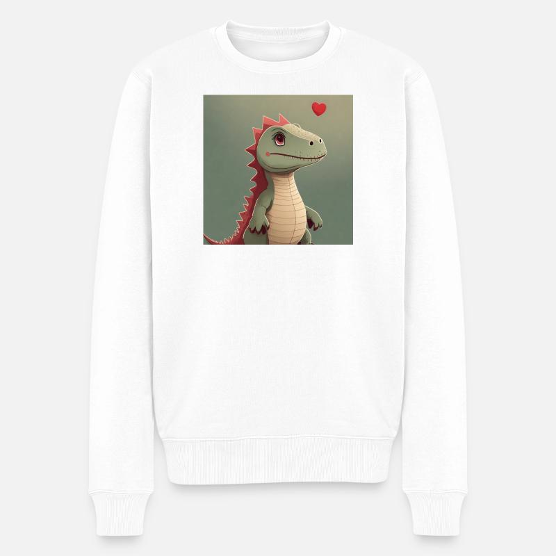 Liebes-Dino mit Herzballon - Männer Premium Bio Pullover - Weiß