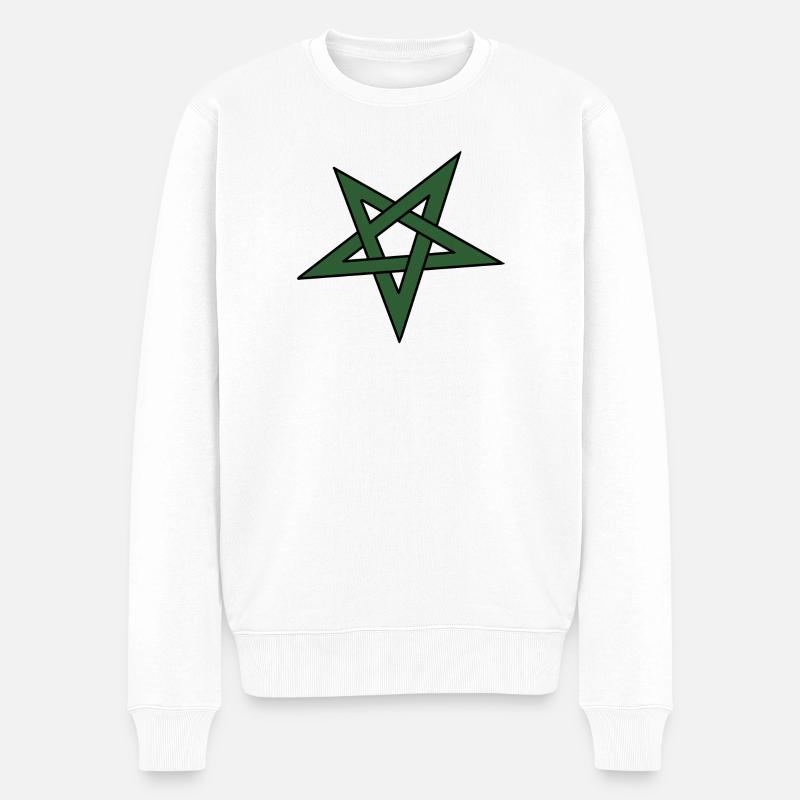 Grüner Sternenknoten - Männer Premium Bio Pullover - Weiß