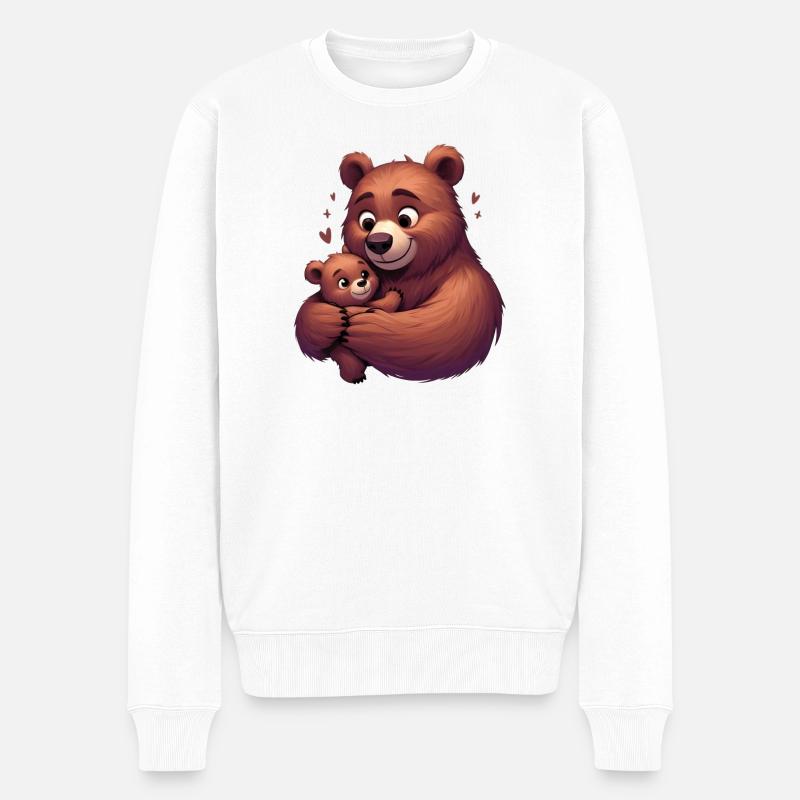Bärenumarmung Glückseligkeit - Männer Premium Bio Pullover - Weiß