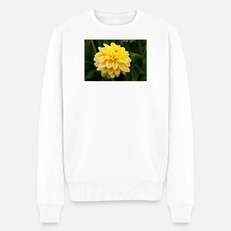 Dahlia fleur jaune, fleur - Pull Premium bio Homme - blanc