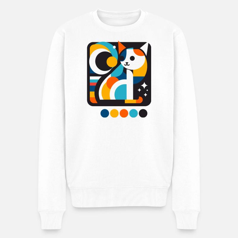 Katze - Männer Premium Bio Pullover - Weiß