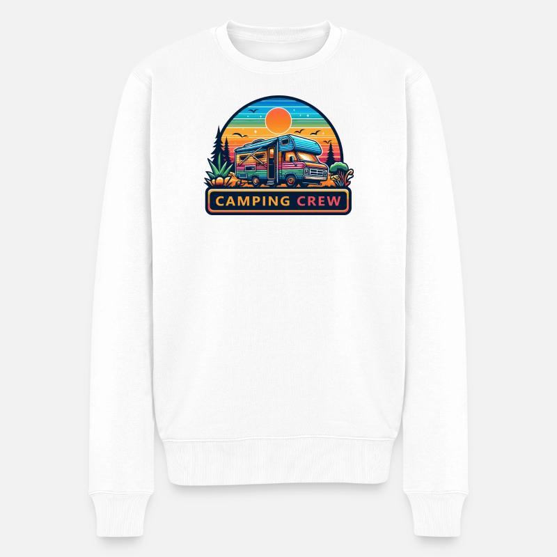 Retro Sunset Camping RV Crew - Männer Premium Bio Pullover - Weiß