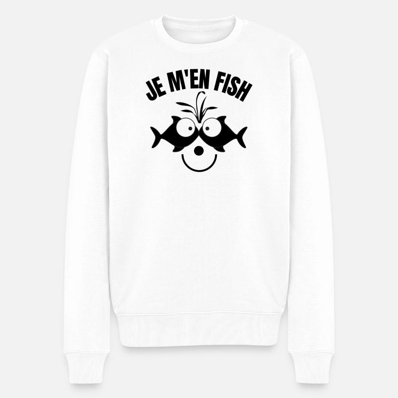 pêche, pêcheur, partie de pêche - Pull Premium bio Homme - blanc