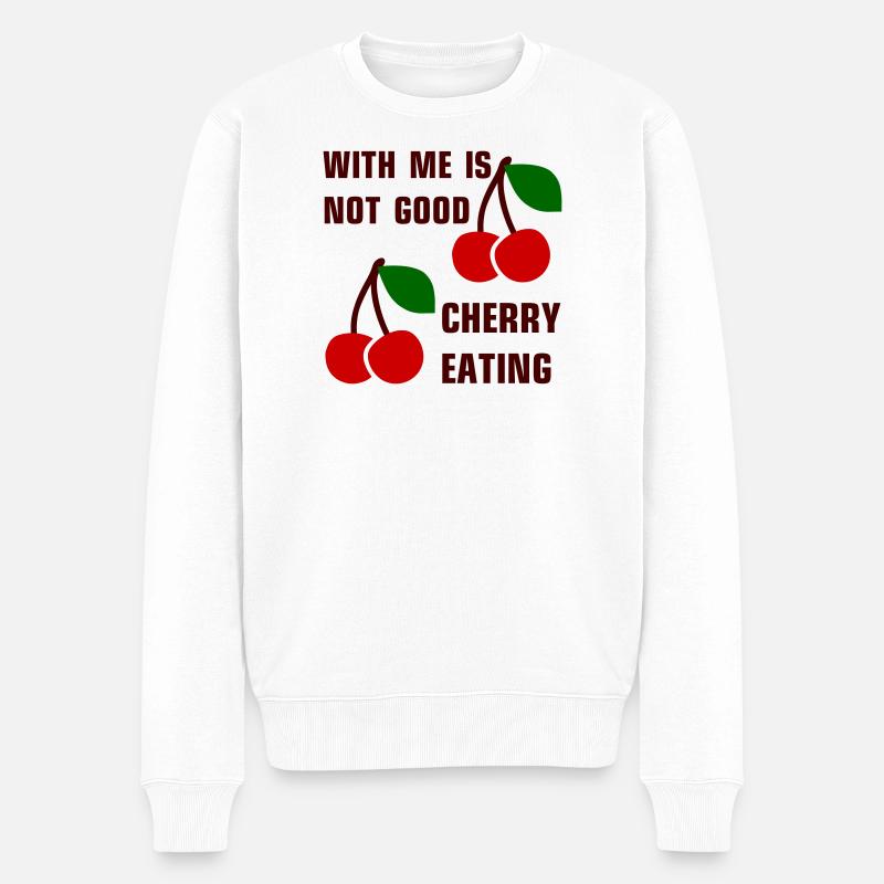 With me is not good cherry eating - Männer Premium Bio Pullover - Weiß