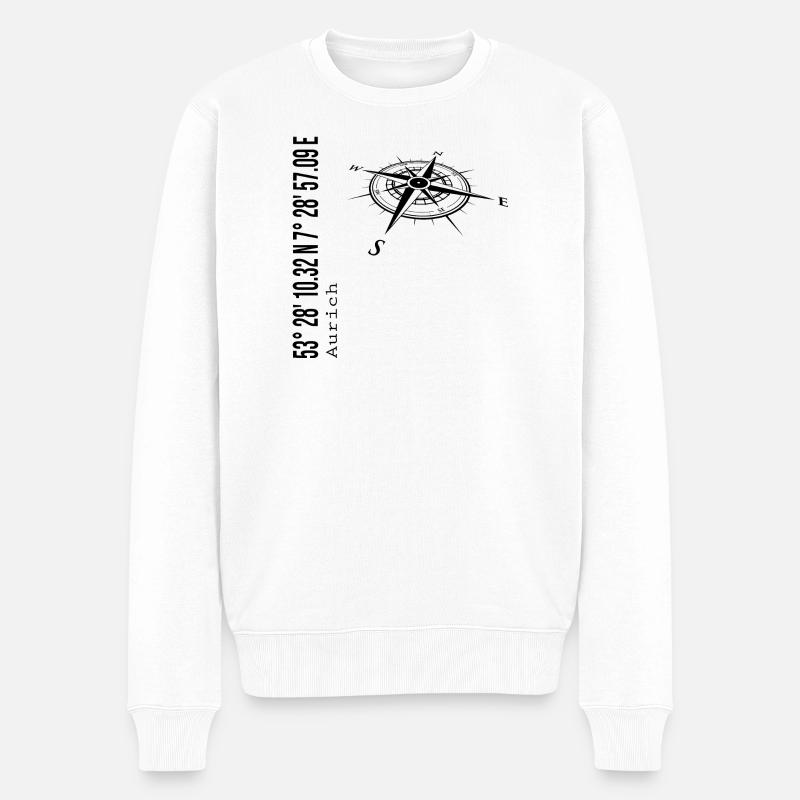 Koordinaten Aurich - Männer Premium Bio Pullover - Weiß