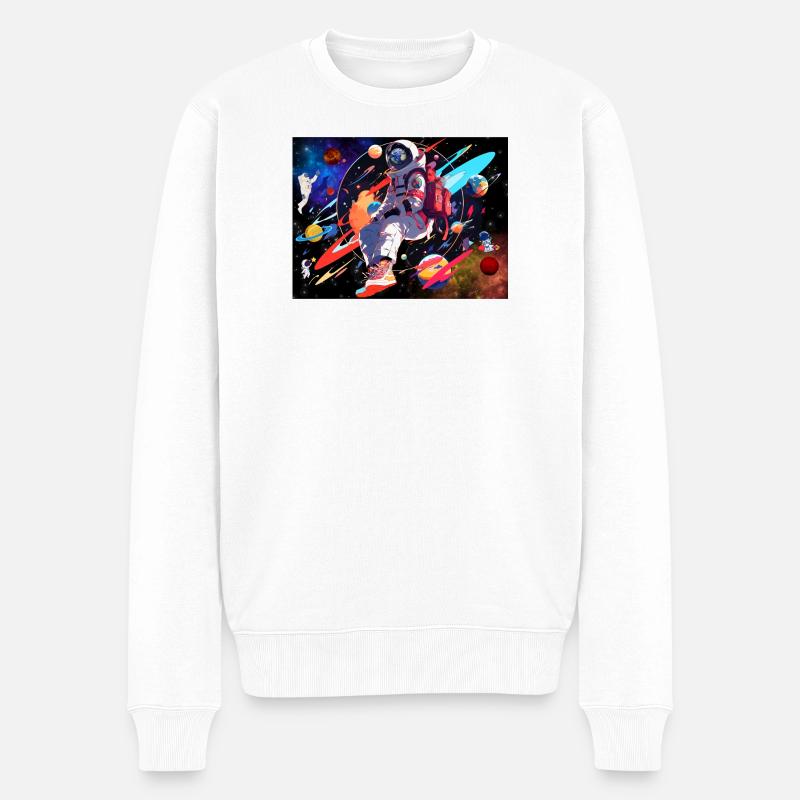 Astronaut und Weltraum - Männer Premium Bio Pullover - Weiß
