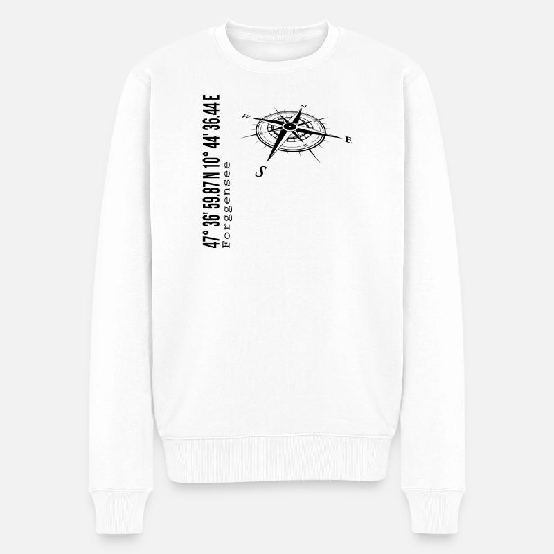 Koordinaten Forggensee - Männer Premium Bio Pullover - Weiß