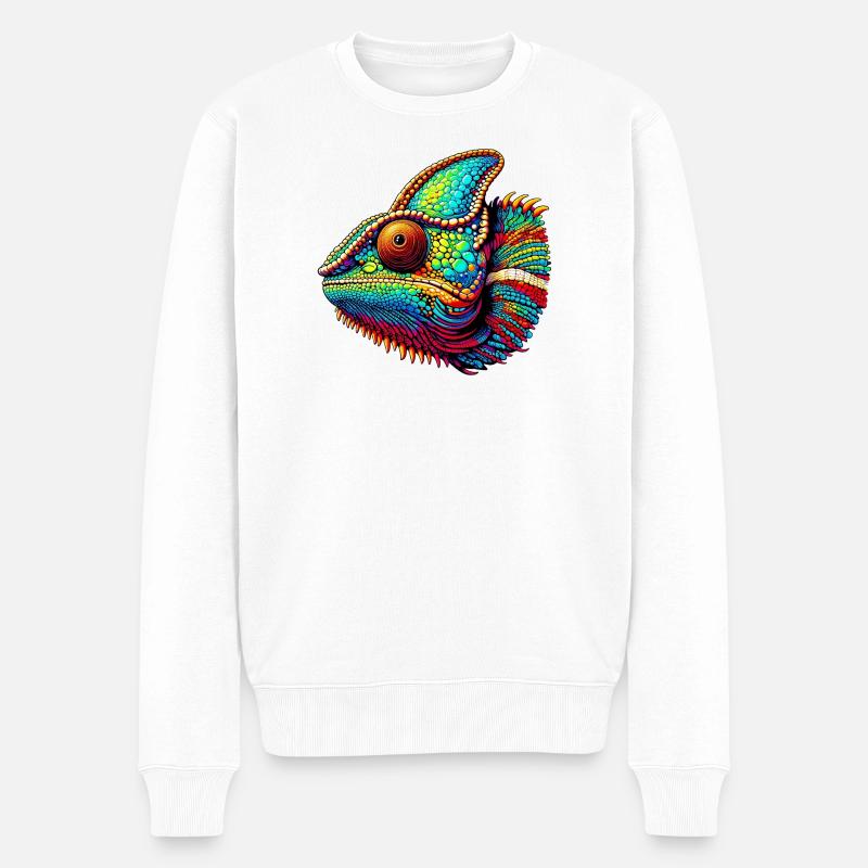 Chamäleon - Männer Premium Bio Pullover - Weiß