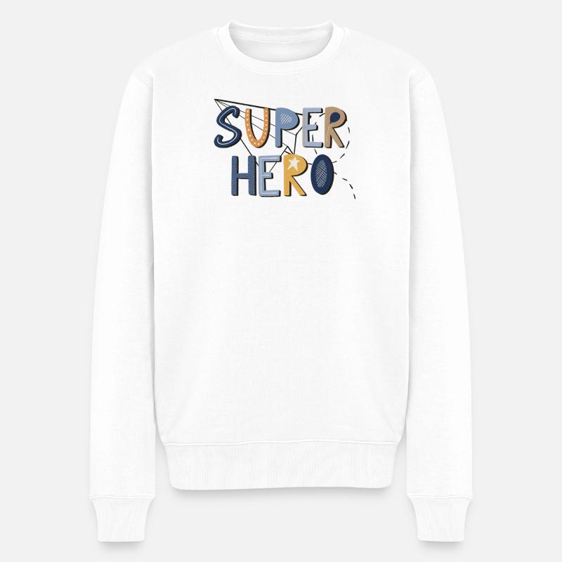 Super Hero – Starkes Design 🦸‍♂️⭐ - Männer Premium Bio Pullover - Weiß