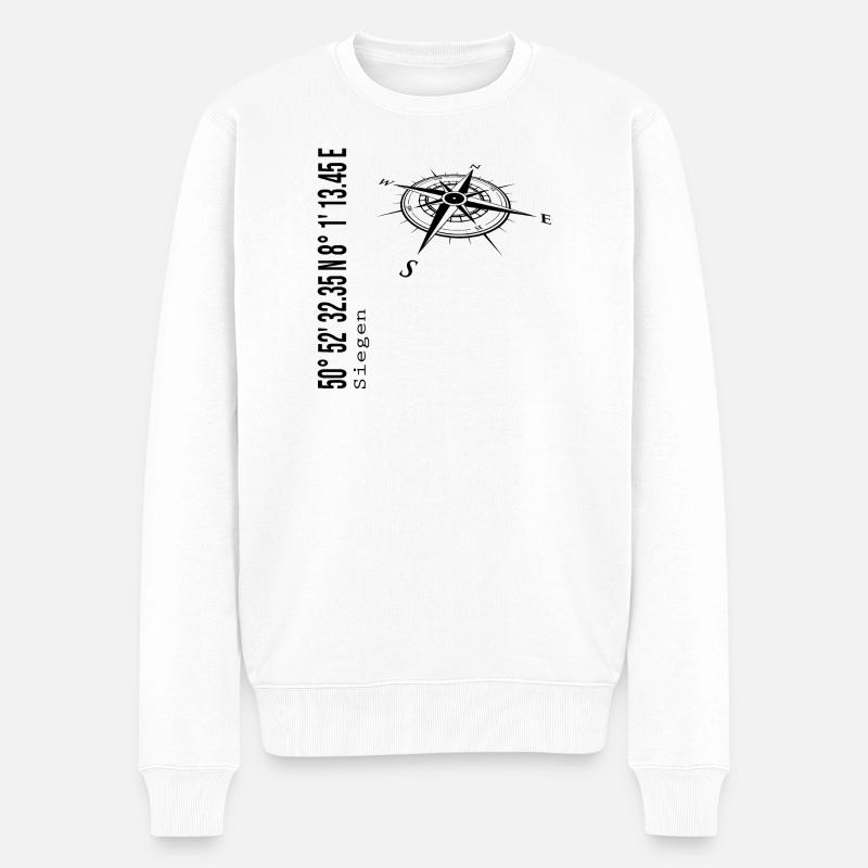 Koordinaten Siegen - Männer Premium Bio Pullover - Weiß