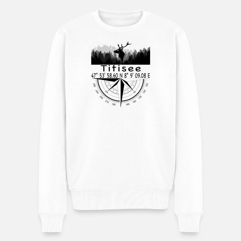 Koordinaten Titisee - Männer Premium Bio Pullover - Weiß