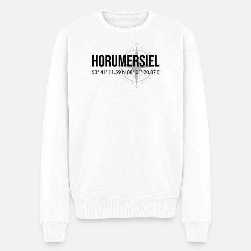 Koordinaten Horumersiel - Männer Premium Bio Pullover - Weiß