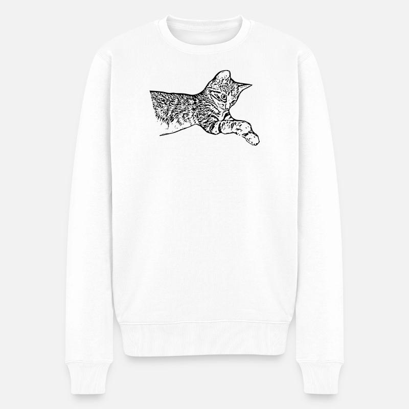 Katze schwarz Katzenbaby Kätzchen - Männer Premium Bio Pullover - Weiß