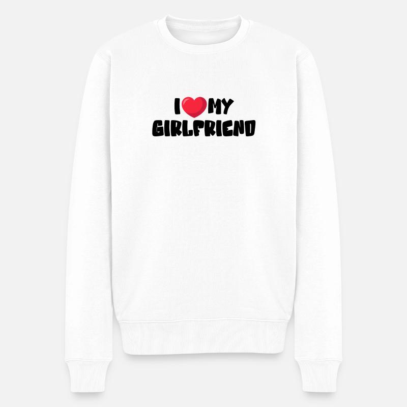 I Love My Girlfriend - Männer Premium Bio Pullover - Weiß