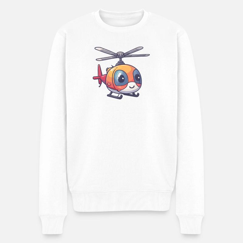 Hélicoptère souriant - Pull Premium bio Homme - blanc