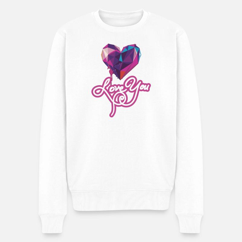 Ich liebe dich, geometrisches Herz - Männer Premium Bio Pullover - Weiß