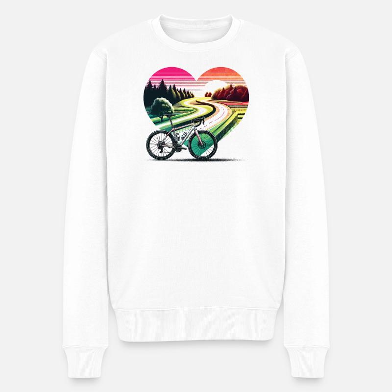 Sonnenuntergang Herz Regenbogenstraße - Männer Premium Bio Pullover - Weiß