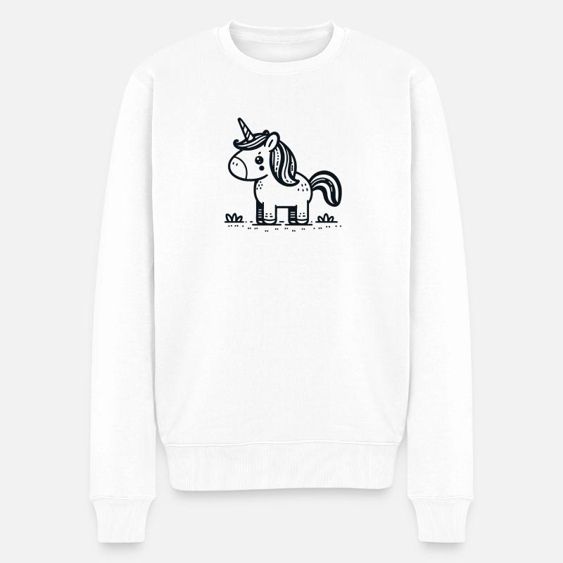 Style de croquis de licorne délicat - Pull Premium bio Homme - blanc