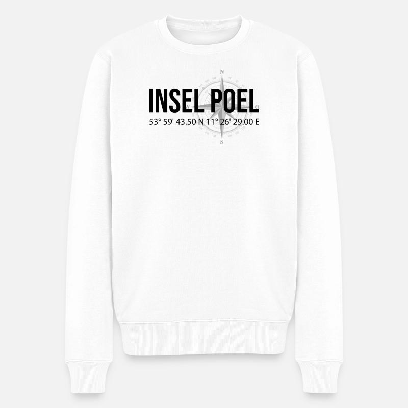 Koordinaten Insel Poel - Männer Premium Bio Pullover - Weiß