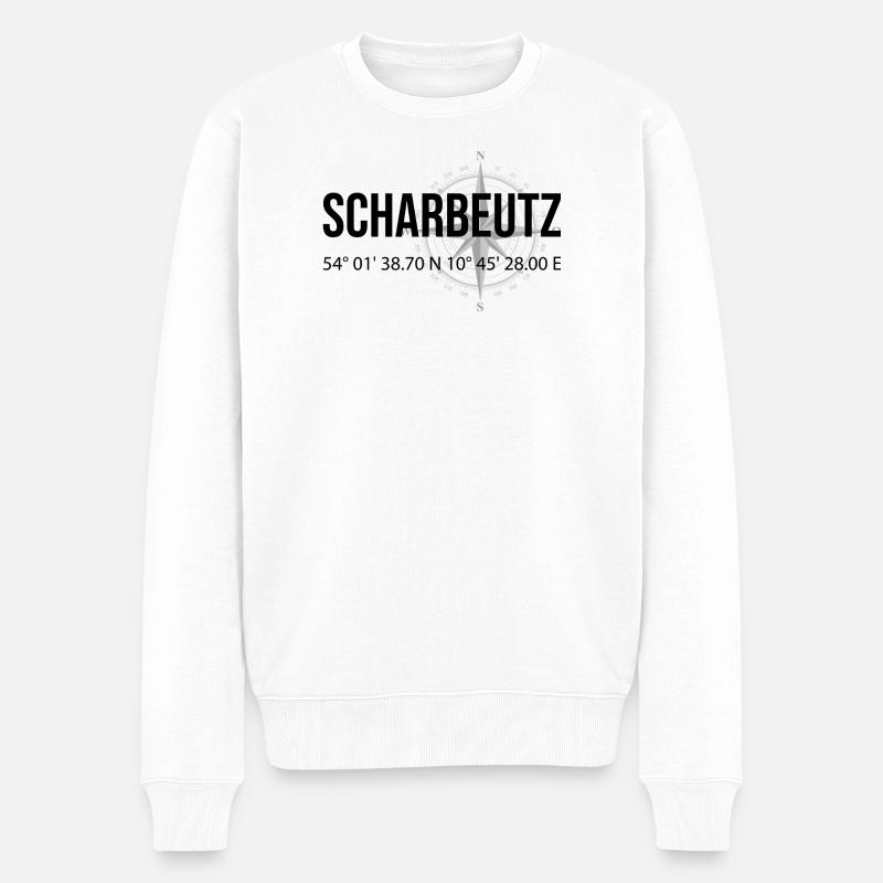 Koordinaten Scharbeutz - Männer Premium Bio Pullover - Weiß