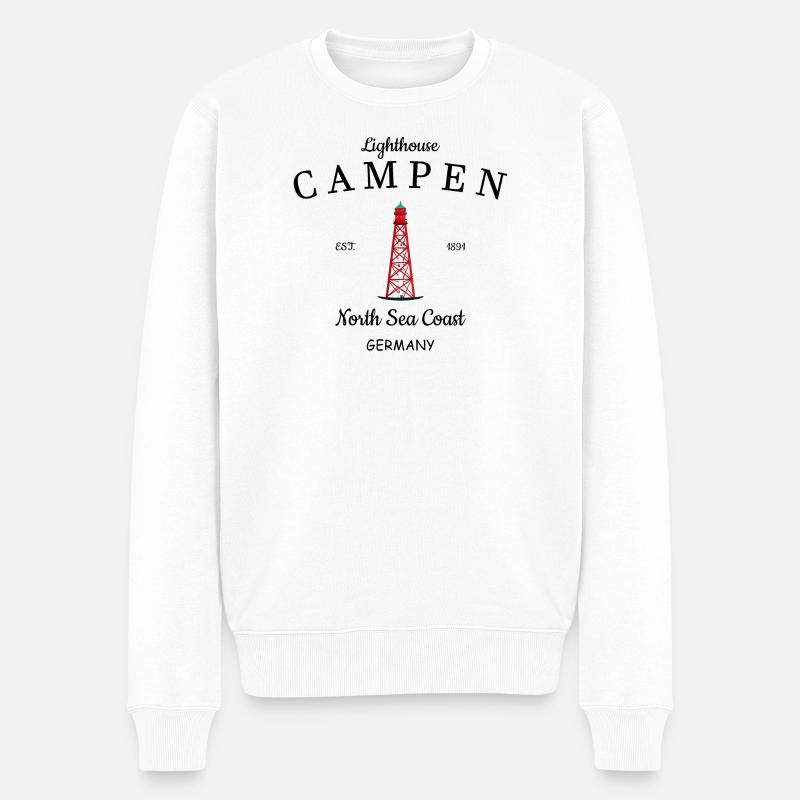 Leuchtturm Campen Nordsee Deutschland - Männer Premium Bio Pullover - Weiß