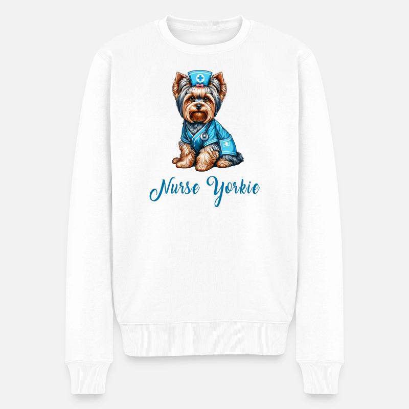 Infirmière Yorkshire Terrier - Pull Premium bio Homme - blanc