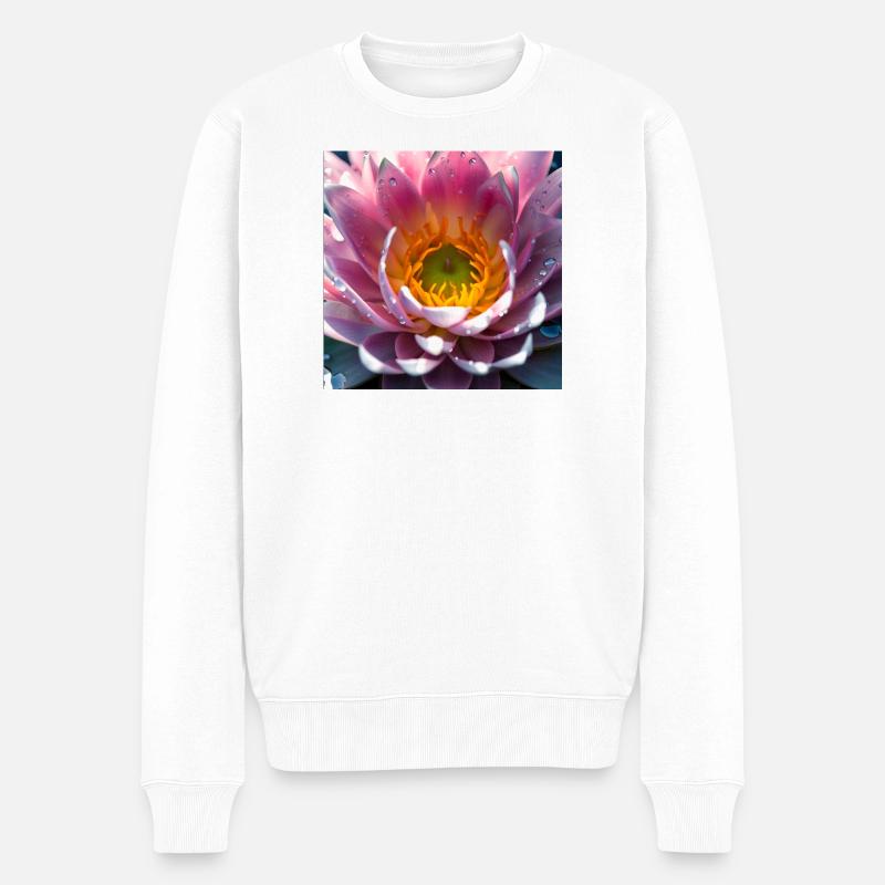 Seerose - Männer Premium Bio Pullover - Weiß