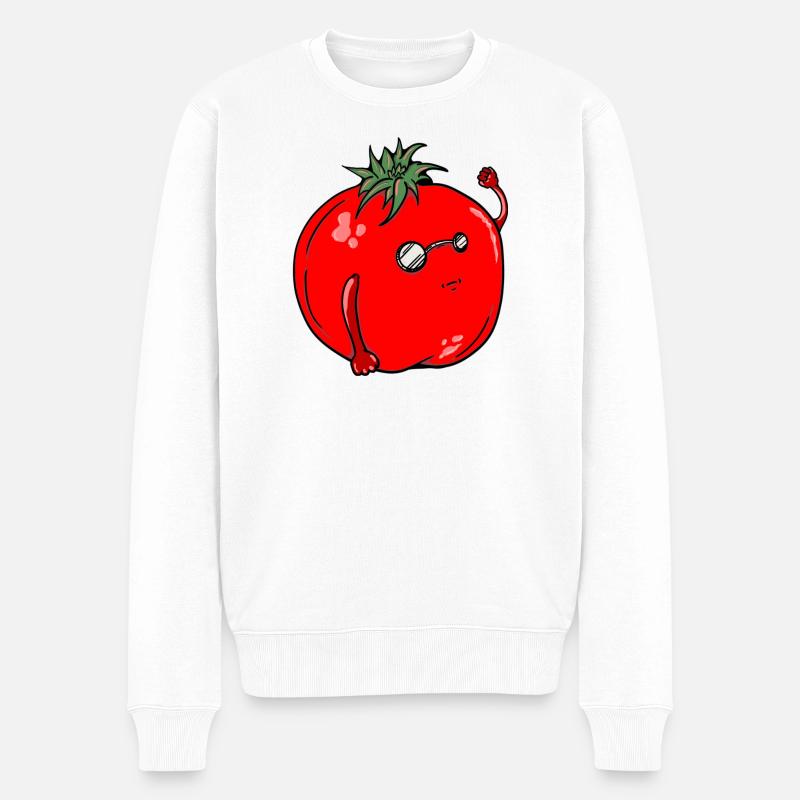 Humorvoller Tomate mit Sonnenbrille - Männer Premium Bio Pullover - Weiß