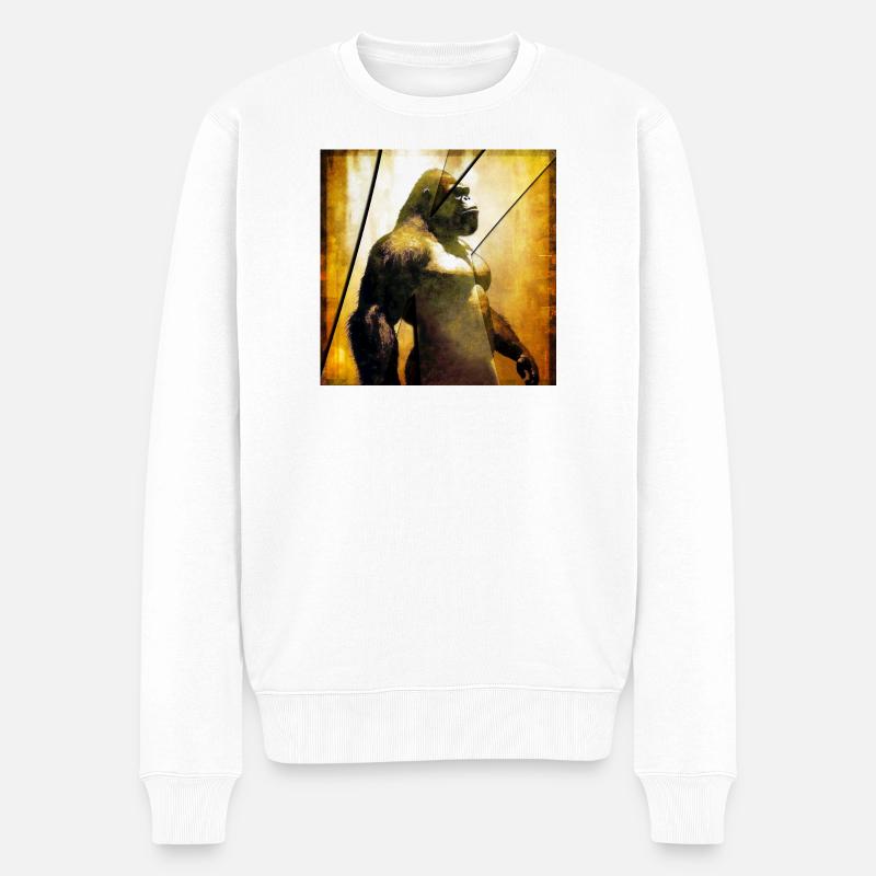 Gorilla 03 - K - Männer Premium Bio Pullover - Weiß