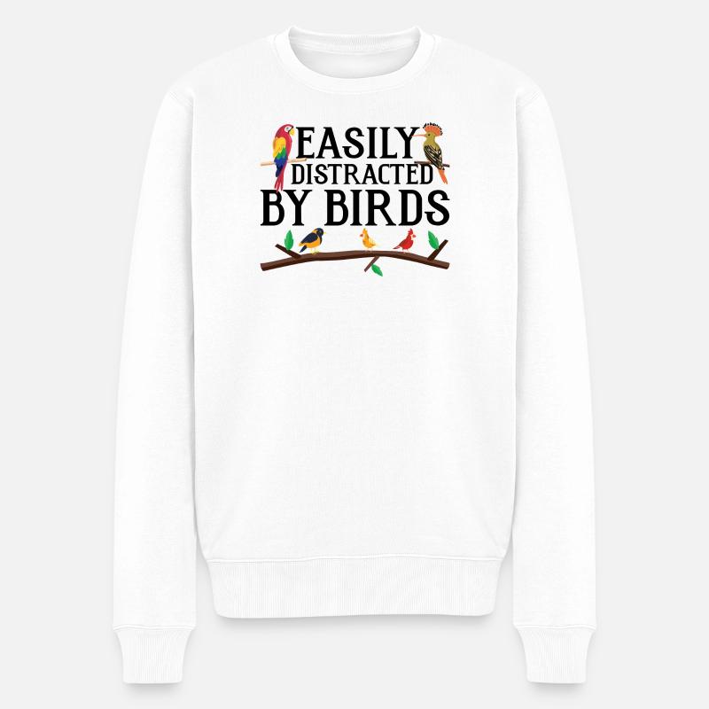 Facilement distrait par les oiseaux - Pull Premium bio Homme - blanc