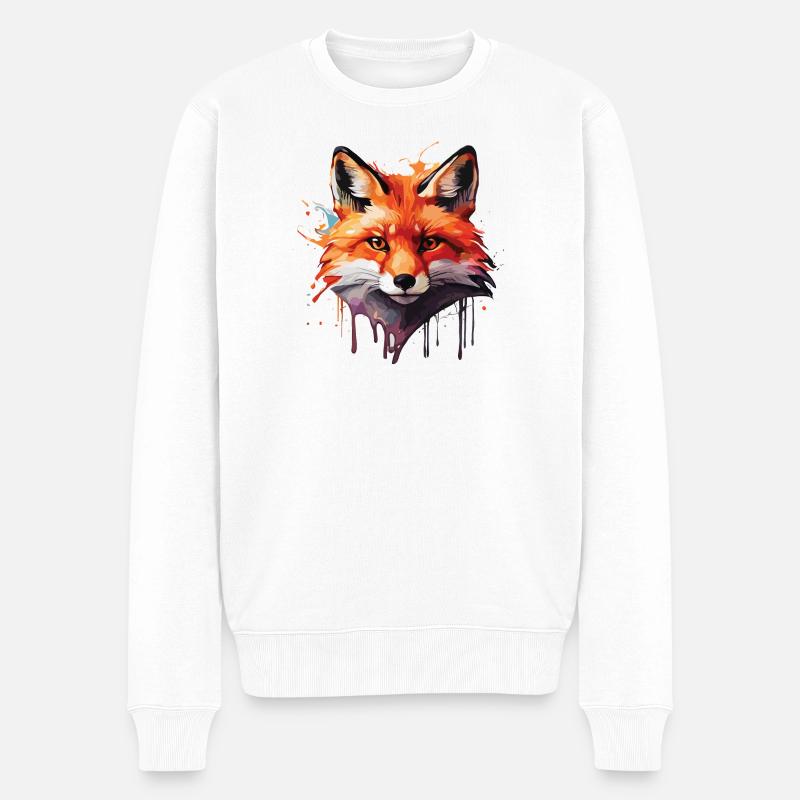 Aquarelle Fox - Pull Premium bio Homme - blanc