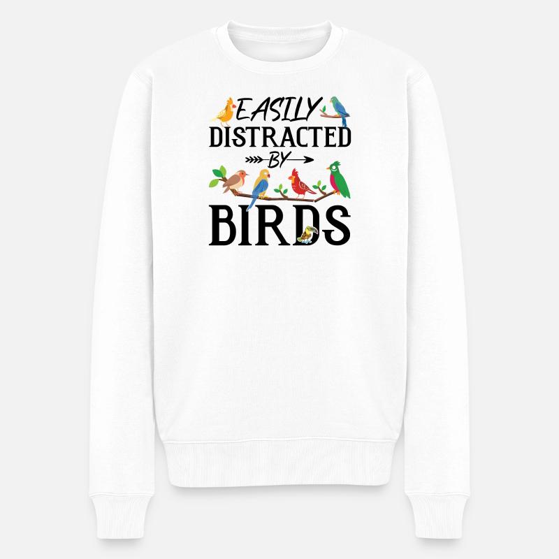 Facilement distrait par les oiseaux - Pull Premium bio Homme - blanc