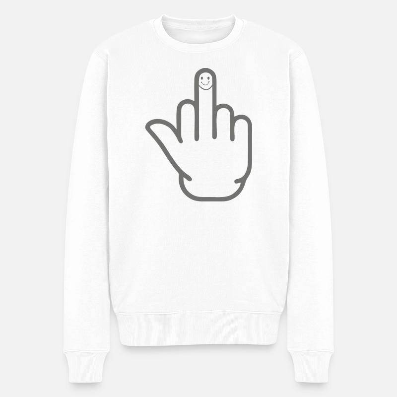 Mittelfinger - Männer Premium Bio Pullover - Weiß